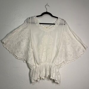 Solitaire White Lace Boho Blouse. Sz L.
